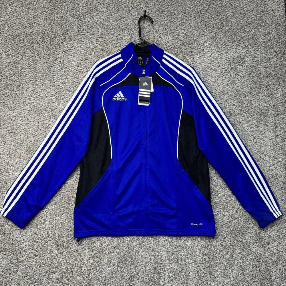 Adidas Condi training Jacket‎ Mens Medium Blue ClimaCool Full Zip Polyester New